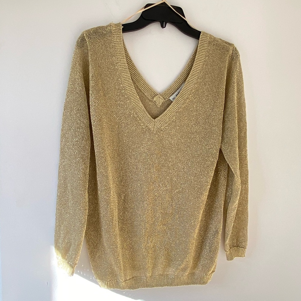 Zara Gold V-Neck Sweater